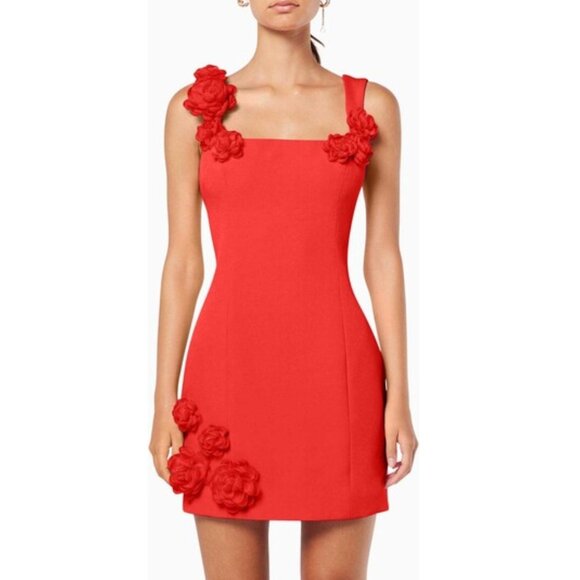 Elliatt Dresses & Skirts - New Elliatt Trompe Mini Dress Red 3D Floral Size L